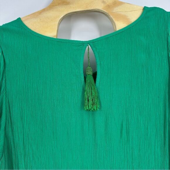 SOFT SURROUNDINGS Cold Shoulder Gauze Fabric Kelly Green Dress Sz 1X - Picture 6 of 9